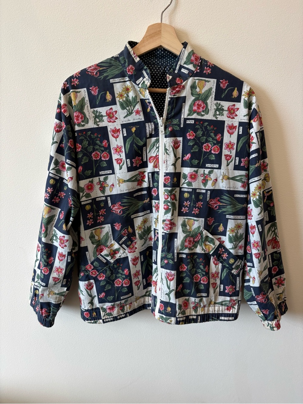 Vintage Reversible Floral and Polka Dot Lightweight jacket